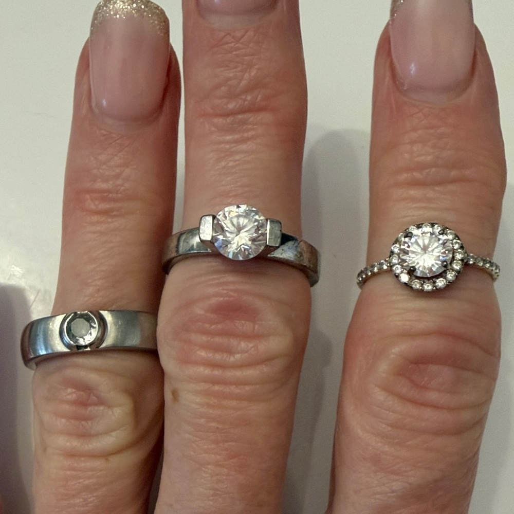 Sparkling White Cubic Zirconia Solitaire Ring in Silver-Tone